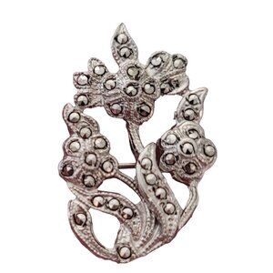 Artel Sterling Silver Marcasite Flower Pin, Signed E685